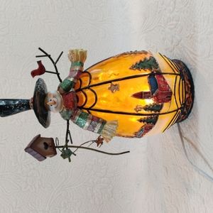 Vintage Snowman Light with Christmas Town Scene